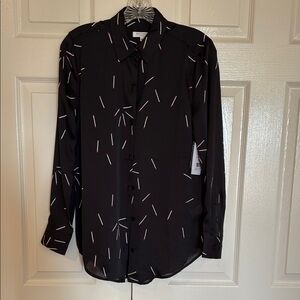Equipment Black and White Button Down Shirt with Abstract Design